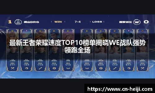 最新王者荣耀速度TOP10榜单揭晓WE战队强势领跑全场